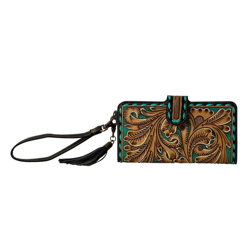 MYRA WESTERN SWING HAND TOOLED WRISTLET WALLET sold by Bridle Path Tack Shop