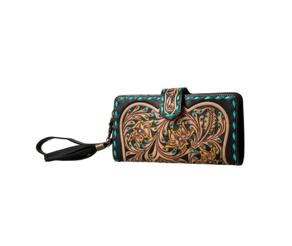 MYRA SANTA FE HAND TOOLED WRISTLET WALLET sold by Bridle Path Tack Shop