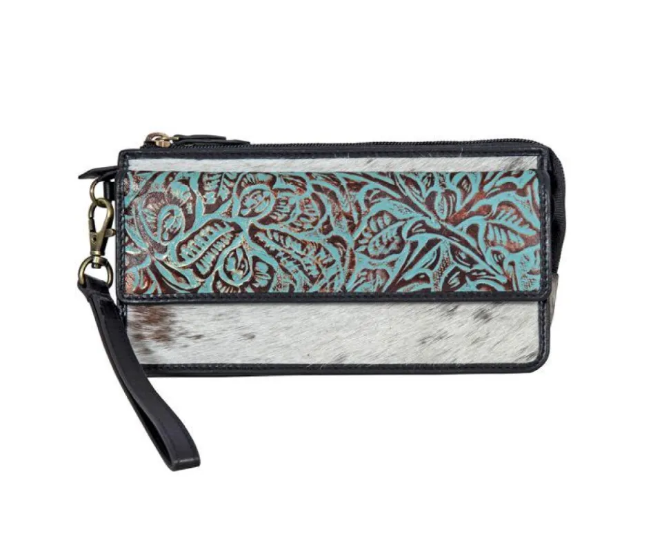 MYRA KETTLE HILL HAND TOOLED BANDED WALLET sold by Bridle Path Tack Shop