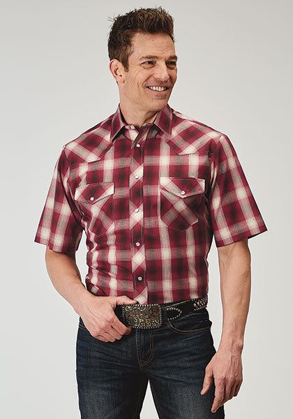 ROPER MENS SHORT SLEEVE RED PLAID SHIRT sold by Bridle Path Tack Shop