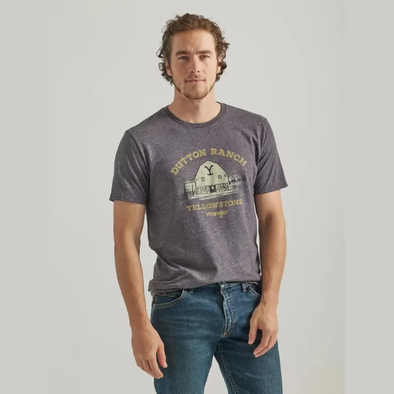 WRANGLER MENS YELLOWSTONE DUTTON RANCH TEE SHIRT - CHARCOAL sold by Bridle Path Tack Shop