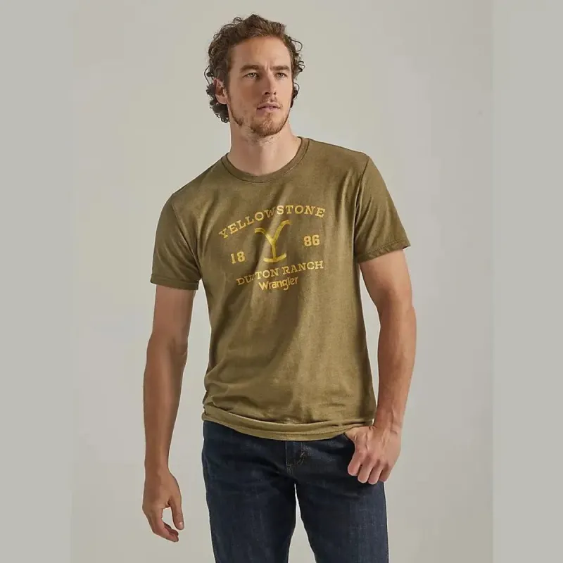 WRANGLER MENS YELLOWSTONE TEE SHIRT - OLIVE sold by Bridle Path Tack Shop