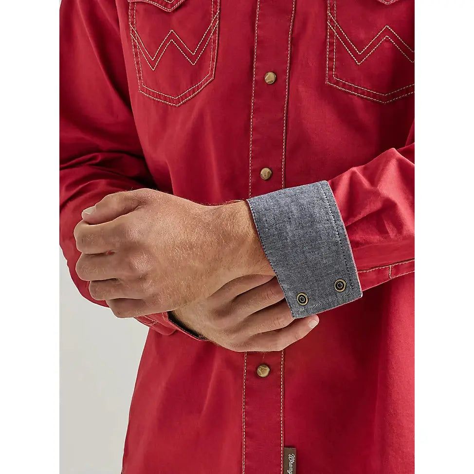 WRANGLER MENS RETRO WESTERN SHIRT - RED sold by Bridle Path Tack Shop product image thumbnail 3
