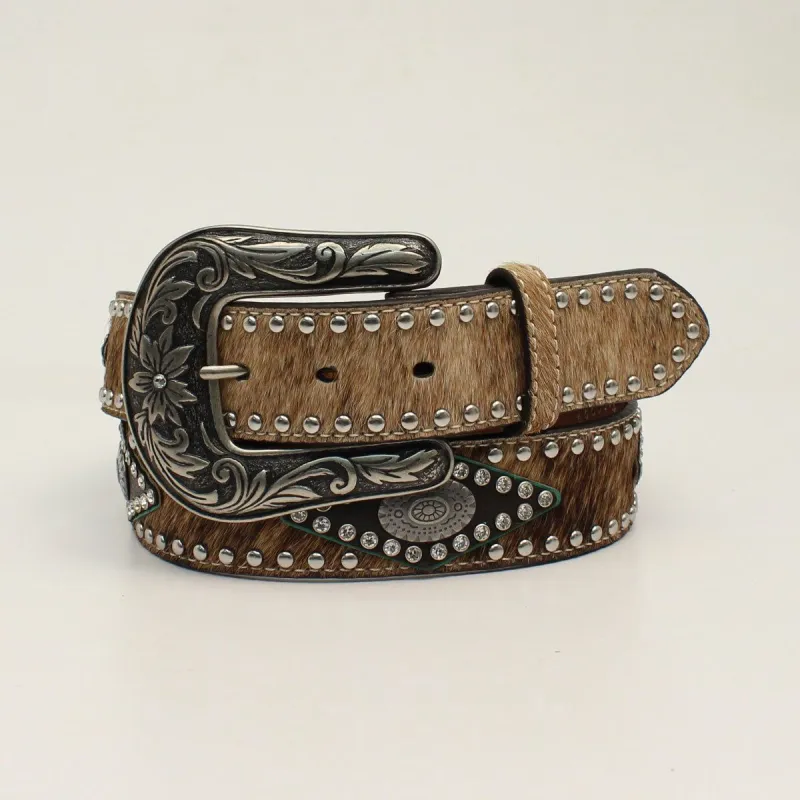 NOCONA WOMENS CALF HAIR OVAL CONCHO BELT sold by Bridle Path Tack Shop