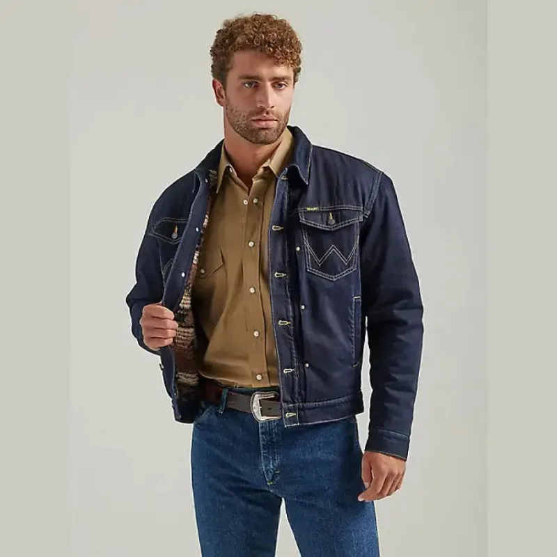 WRANGLER MENS VINTAGE SHERPA LINED DENIM JACKET - HUNTER sold by Bridle Path Tack Shop