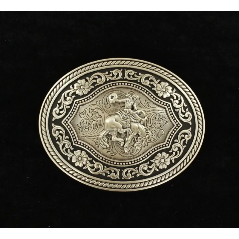 NOCONA ROPE EDGE SCROLL BELT BUCKLE WITH BRONC MOTIF sold by Bridle Path Tack Shop