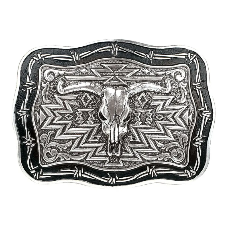 NOCONA SKULL AND BARB WIRE BELT BUCKLE sold by Bridle Path Tack Shop