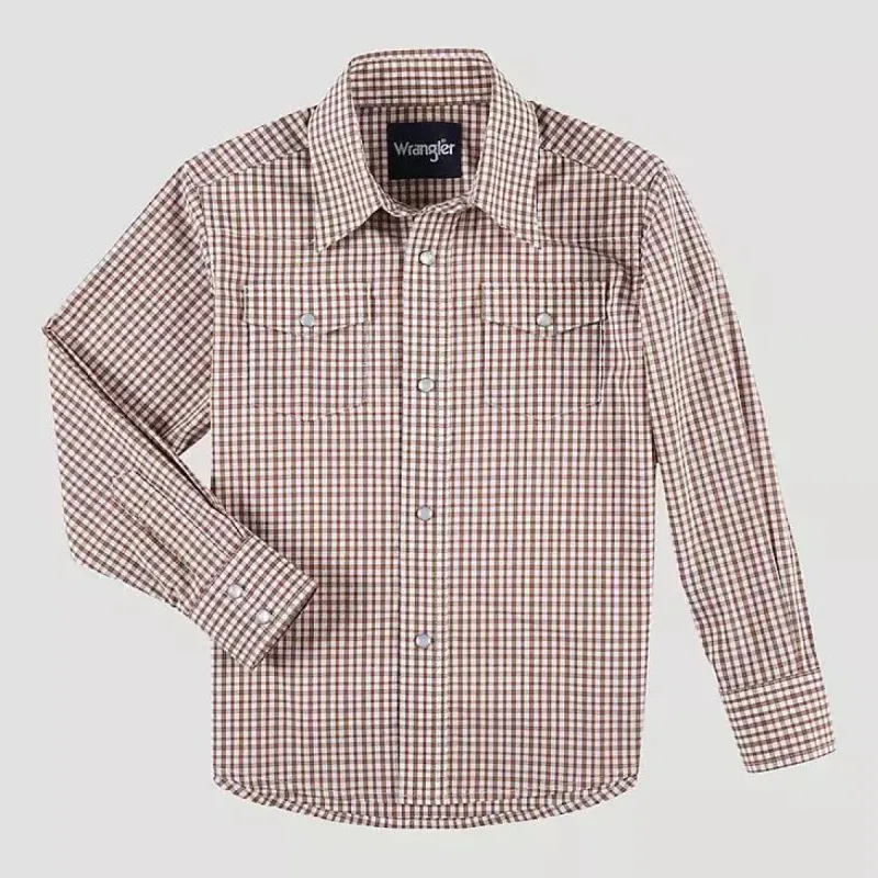 WRANGLER BOYS WESTERN SNAP SHIRT - WARM BROWN sold by Bridle Path Tack Shop