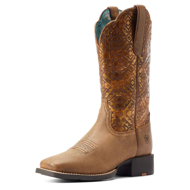 ARIAT WOMENS ROUND UP WIDE SQUARE TOE WESTERN BOOT sold by Bridle Path Tack Shop