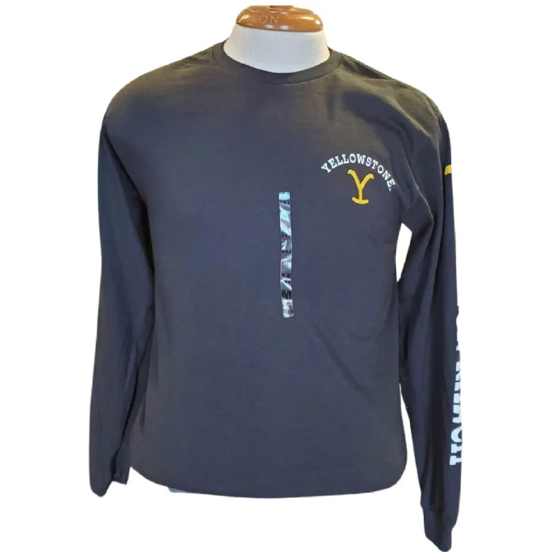 YELLOWSTONE MENS LONG SLEEVE TEE - LOGO BLACK sold by Bridle Path Tack Shop