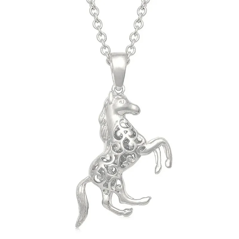 MONTANA SILVERSMITHS REARING HORSE CHARM NECKLACE sold by Bridle Path Tack Shop