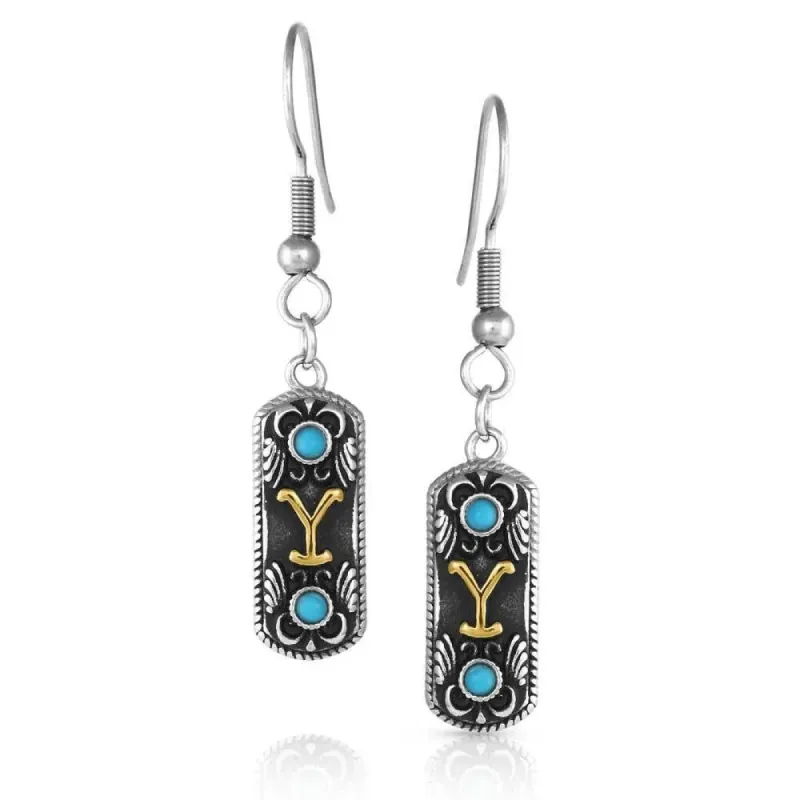 MONTANA SILVERSMITHS TRADITIONS OF YELLOWSTONE TURQ EARRINGS made by Montana Silversmiths