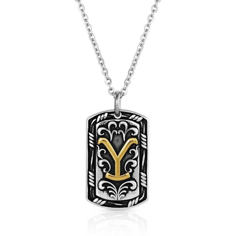 MONTANTA SILVERSMITHS YELLOWSTONE STRONG DOG TAG NECKLACE sold by Bridle Path Tack Shop
