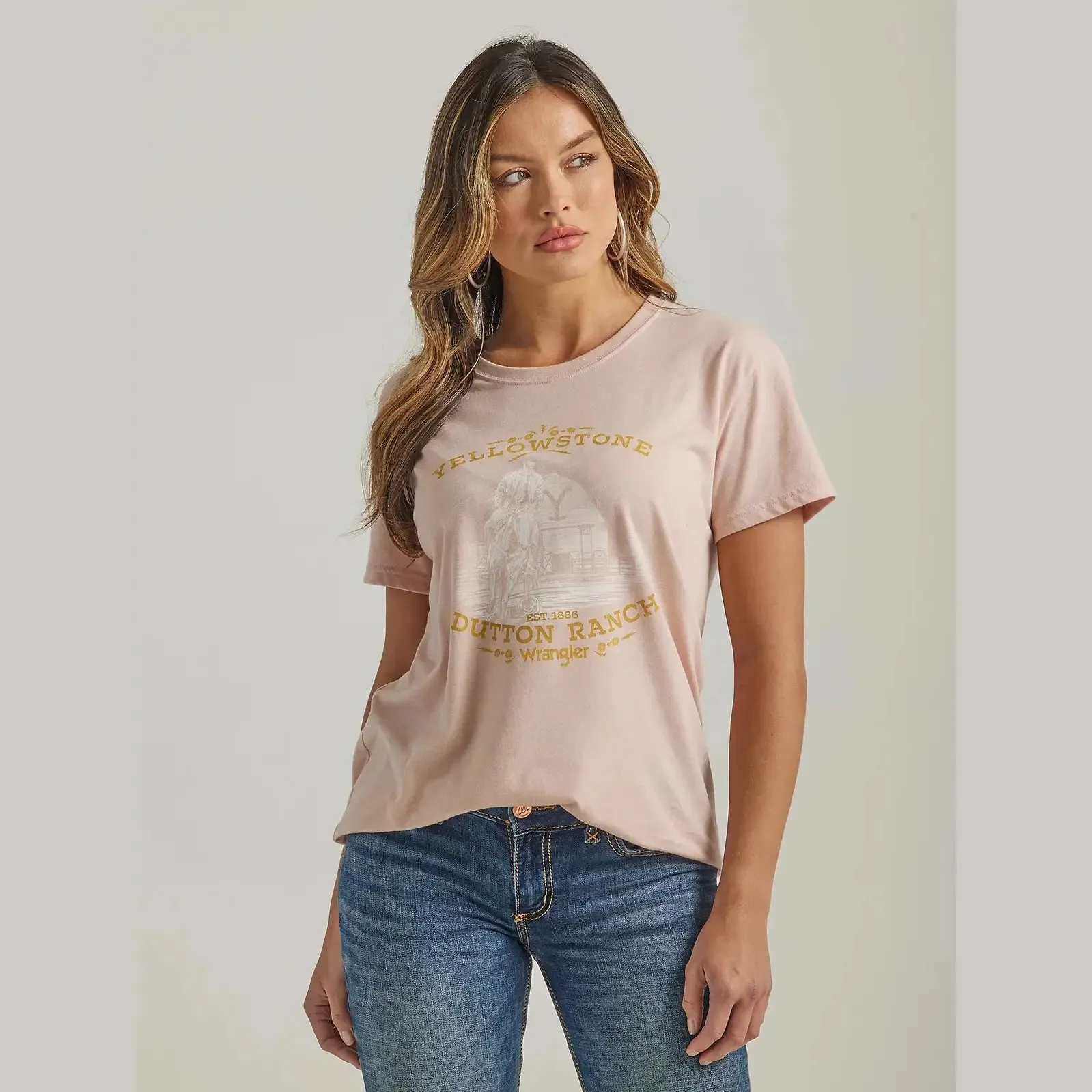 WRANGLER WOMENS YELLOWSTONE BUNKHOUSE BOYFRIEND TEE SHIRT sold by Bridle Path Tack Shop
