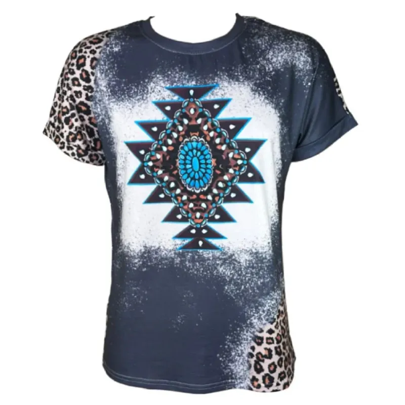 WESTERN TEE SHIRTS - TURQUOISE BEAD AZTEC sold by Bridle Path Tack Shop