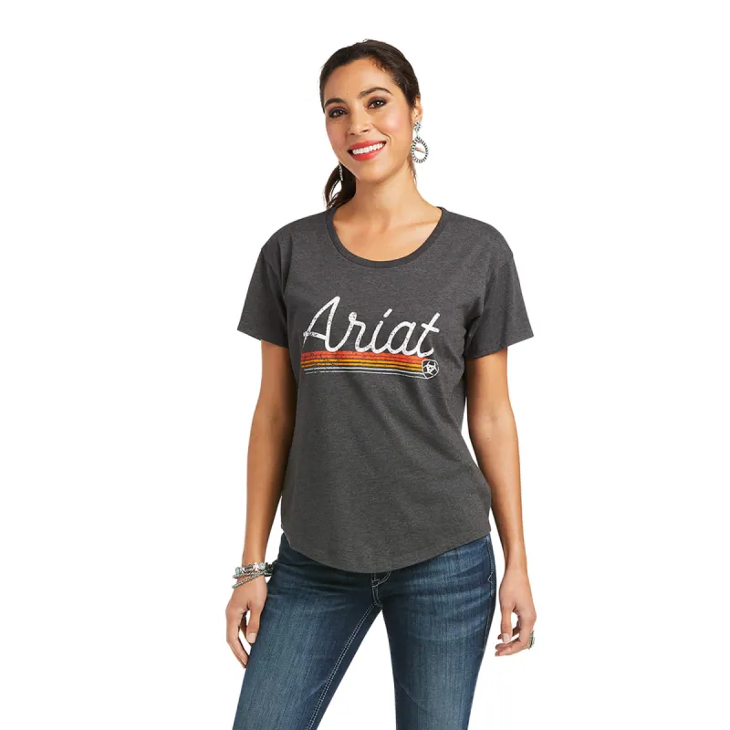 ARIAT WOMENS UNDERLINE SCRIPT TEE - CHARCOAL sold by Bridle Path Tack Shop