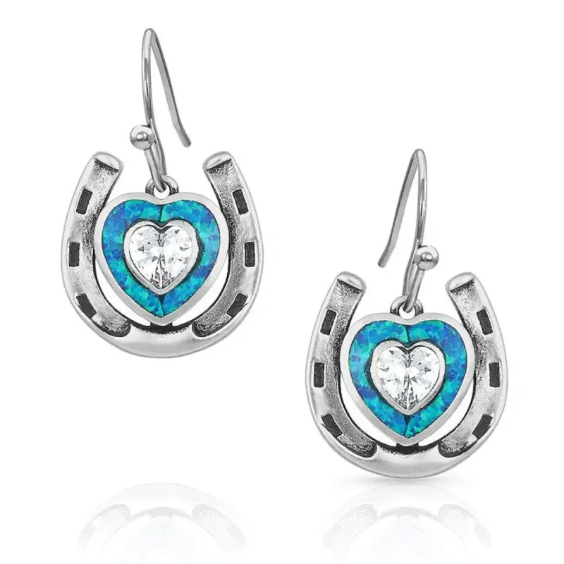 MONTANA SILVERSMITHS LOVE INSIDE LUCK HORSESHOE EARRINGS sold by Bridle Path Tack Shop