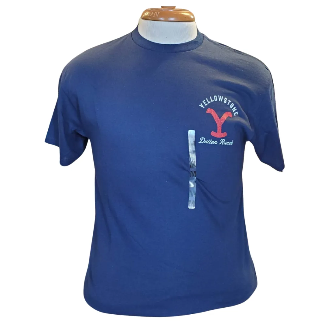 YELLOWSTONE MENS TEE - DUTTON RANCH RED LOGO NAVY sold by Bridle Path Tack Shop product image thumbnail 2
