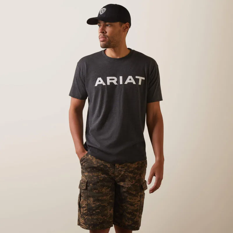ARIAT MENS BRANDED TEE - CHARCOAL sold by Bridle Path Tack Shop