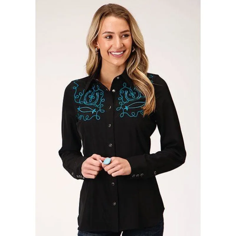 ROPER WOMENS RETRO HORSESHOE EMBROIDERED SHIRT sold by Bridle Path Tack Shop