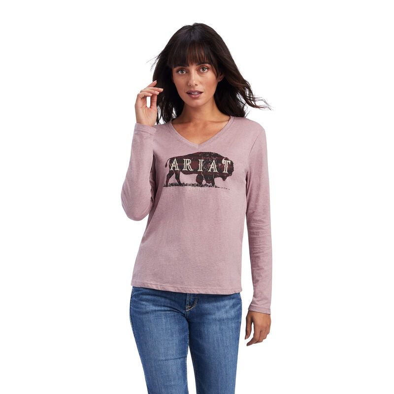 ARIAT WOMENS CHEST LOGO LONG SLEEVE TEE sold by Bridle Path Tack Shop
