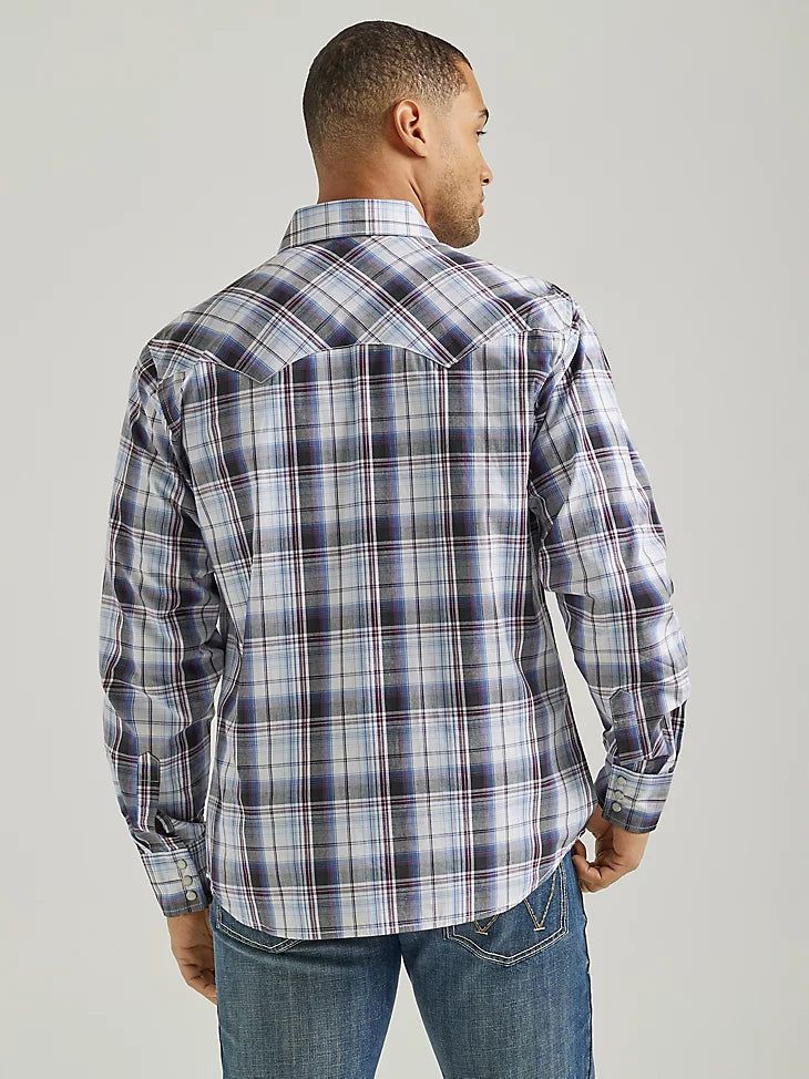 WRANGLER MENS RETRTO NAVY PLAID WESTERN SHIRT sold by Bridle Path Tack Shop product image thumbnail 2