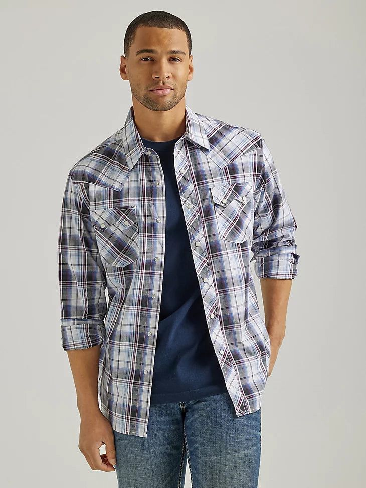 WRANGLER MENS RETRTO NAVY PLAID WESTERN SHIRT sold by Bridle Path Tack Shop