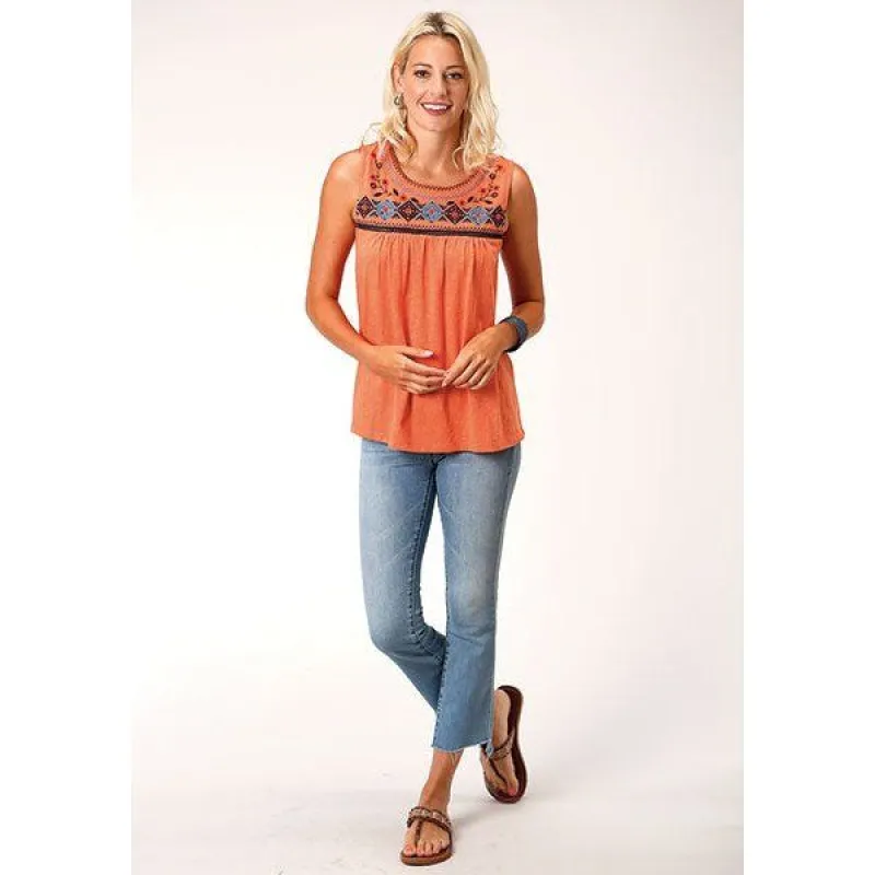 ROPER LADIES COTTON SLUB JERSEY TOP - ORANGE sold by Bridle Path Tack Shop