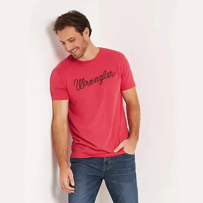 WRANGLER MENS ROPE LOGO T-SHIRT - RED sold by Bridle Path Tack Shop