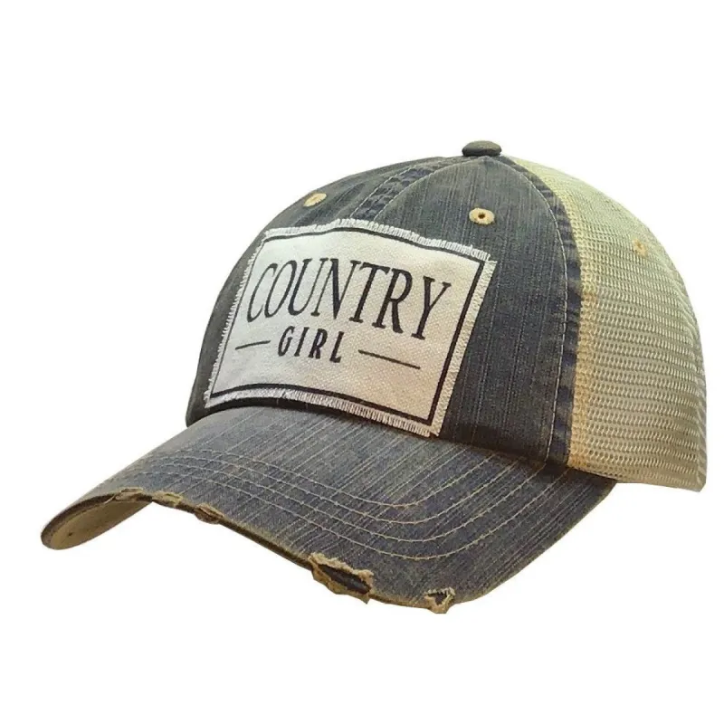 BALL CAP COUNTRY GIRL DISTRESSED BLUE DENIM sold by Bridle Path Tack Shop