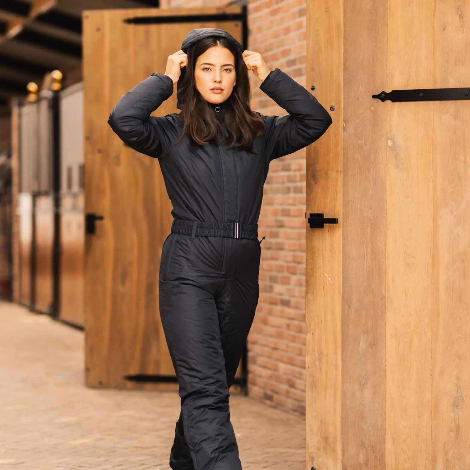 HORZE ANNICA WATERPROOF PADDED RIDING FULL GRIP OVERALL - BLACK sold by Bridle Path Tack Shop