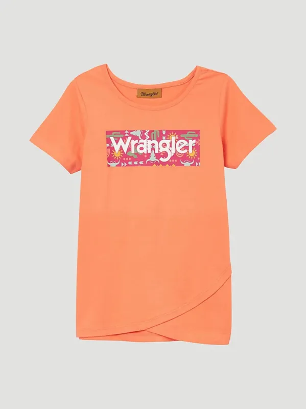 WRANGLER GIRLS WESTERN GRAPHIC TEE - ORANGE sold by Bridle Path Tack Shop