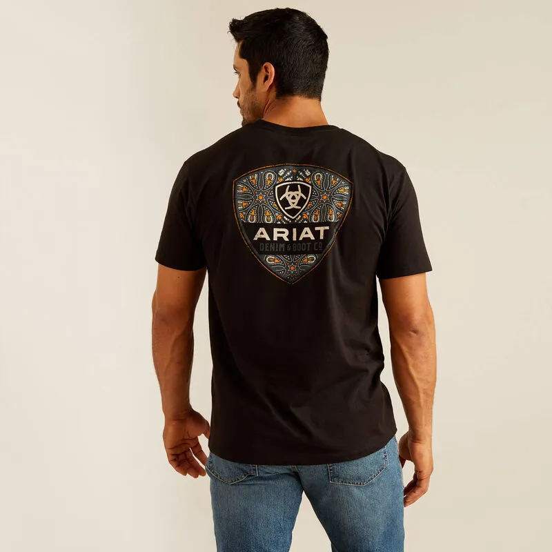 ARIAT MENS PAISLEY SHIELD TEE - BLACK sold by Bridle Path Tack Shop