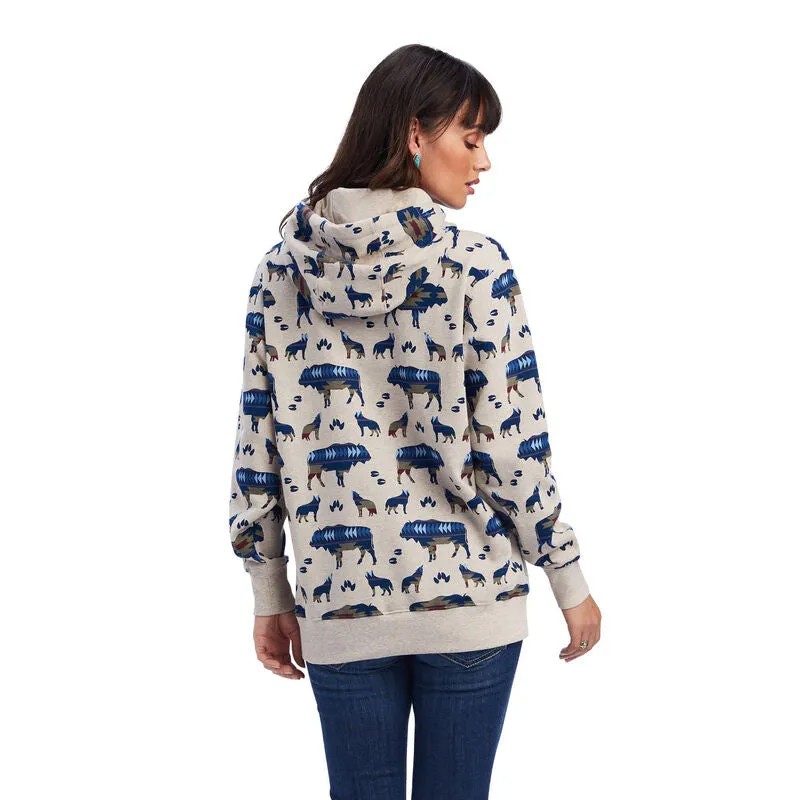 ARIAT WOMENS REAL ALLOVER PRINT HOODIE - BUFFALO BORDER sold by Bridle Path Tack Shop product image thumbnail 2