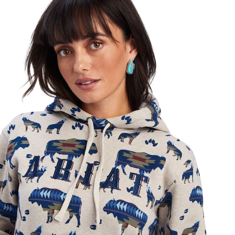ARIAT WOMENS REAL ALLOVER PRINT HOODIE - BUFFALO BORDER sold by Bridle Path Tack Shop product image thumbnail 3