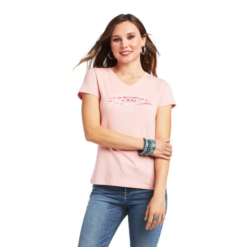 ARIAT WOMENS REAL LOGO SCRIPT TEE - QUARTZ PINK sold by Bridle Path Tack Shop