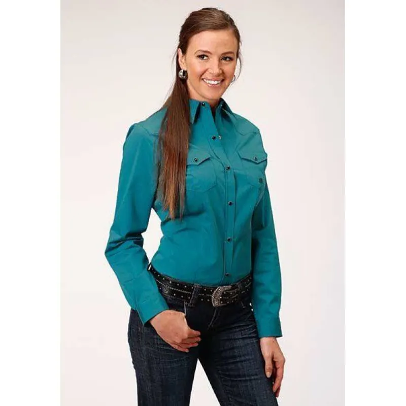 Roper Ladies Teal SHIRT sold by Bridle Path Tack Shop