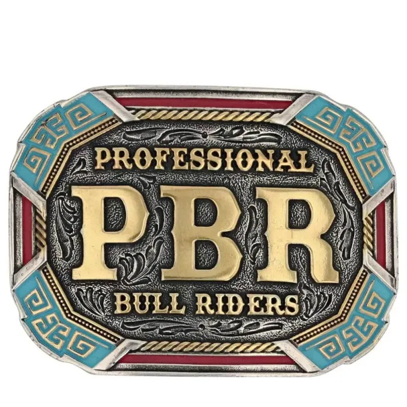 MONTANA ATTITUDE BUCKLE - PBR VIBRANT RIDERS made by Montana Silversmiths