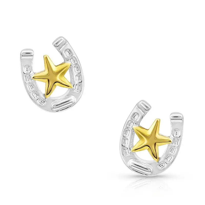MONTANA SILVERSMITHS STARS & HORSESHOE EARRINGS sold by Bridle Path Tack Shop