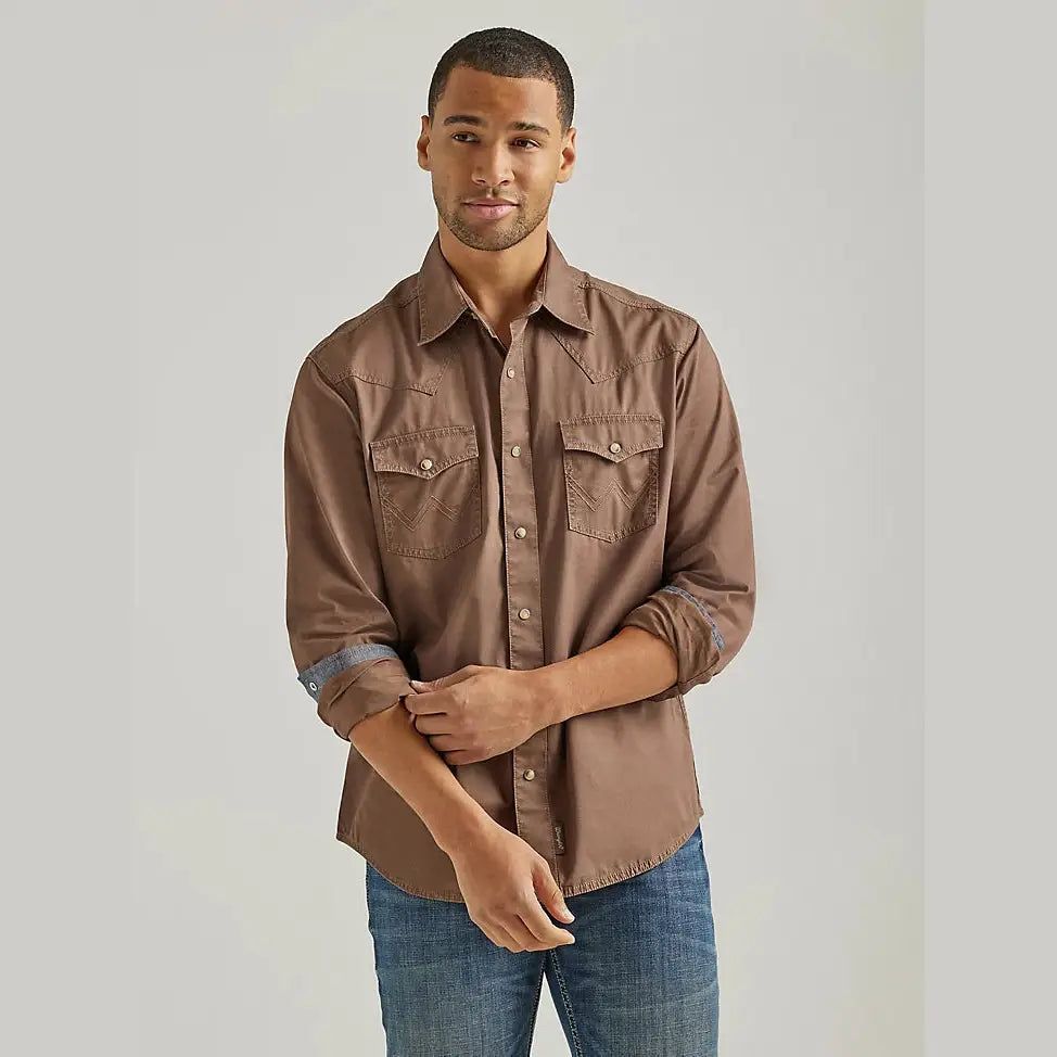 WRANGLER MENS WESTERN SHIRT - BROWN sold by Bridle Path Tack Shop
