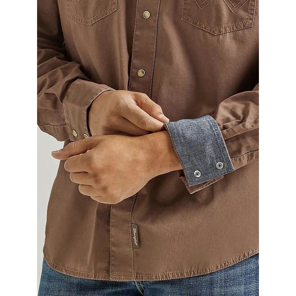 WRANGLER MENS WESTERN SHIRT - BROWN sold by Bridle Path Tack Shop product image thumbnail 3
