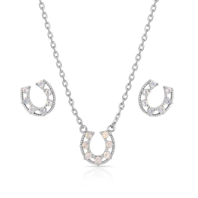 MONTANA SILVERSMITHS DELICATE GLAMOUR HORSESHOE JEWELRY SET sold by Bridle Path Tack Shop