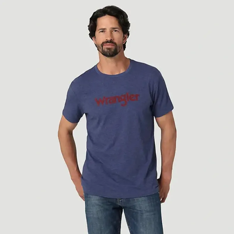 WRANGLER MENS KABEL LOGO T-SHIRT - DENIM sold by Bridle Path Tack Shop