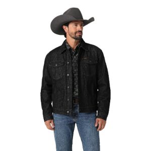 WRANGLER MENS DEMIN SHERPA LINED JACKET - BLACK OBELISK sold by Bridle Path Tack Shop