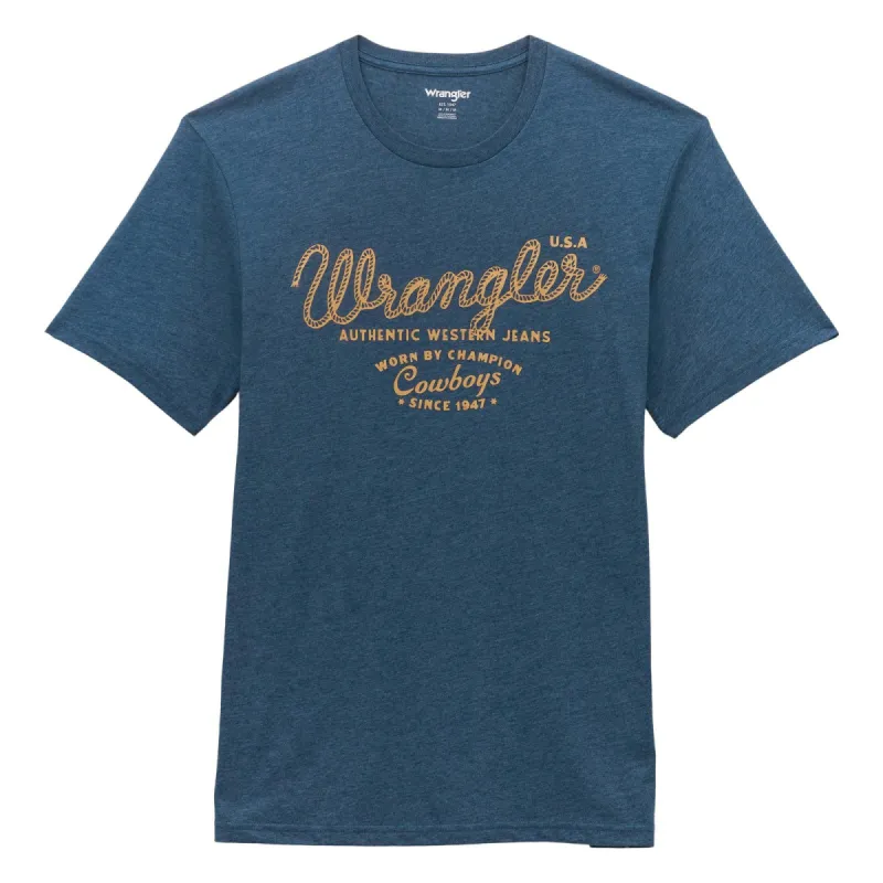 WRANGLER MENS TEE - DARK DENIM HEATHER sold by Bridle Path Tack Shop
