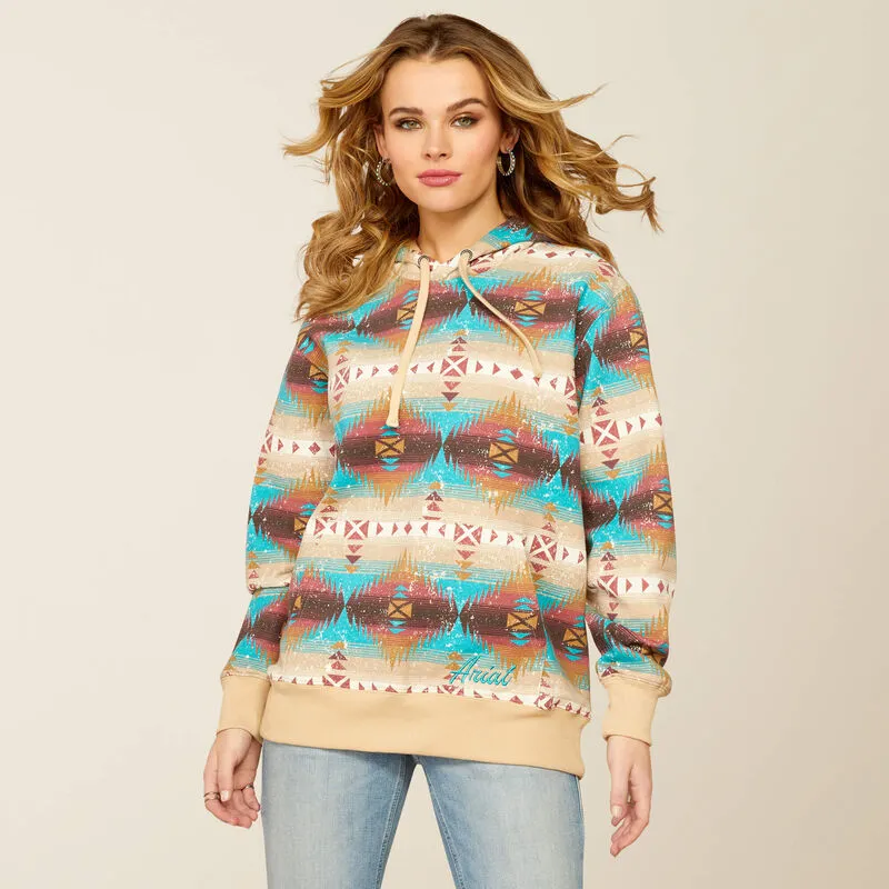 ARIAT WOMENS LUNAS HOODIE - SOUTHWESTERN PRINT sold by Bridle Path Tack Shop