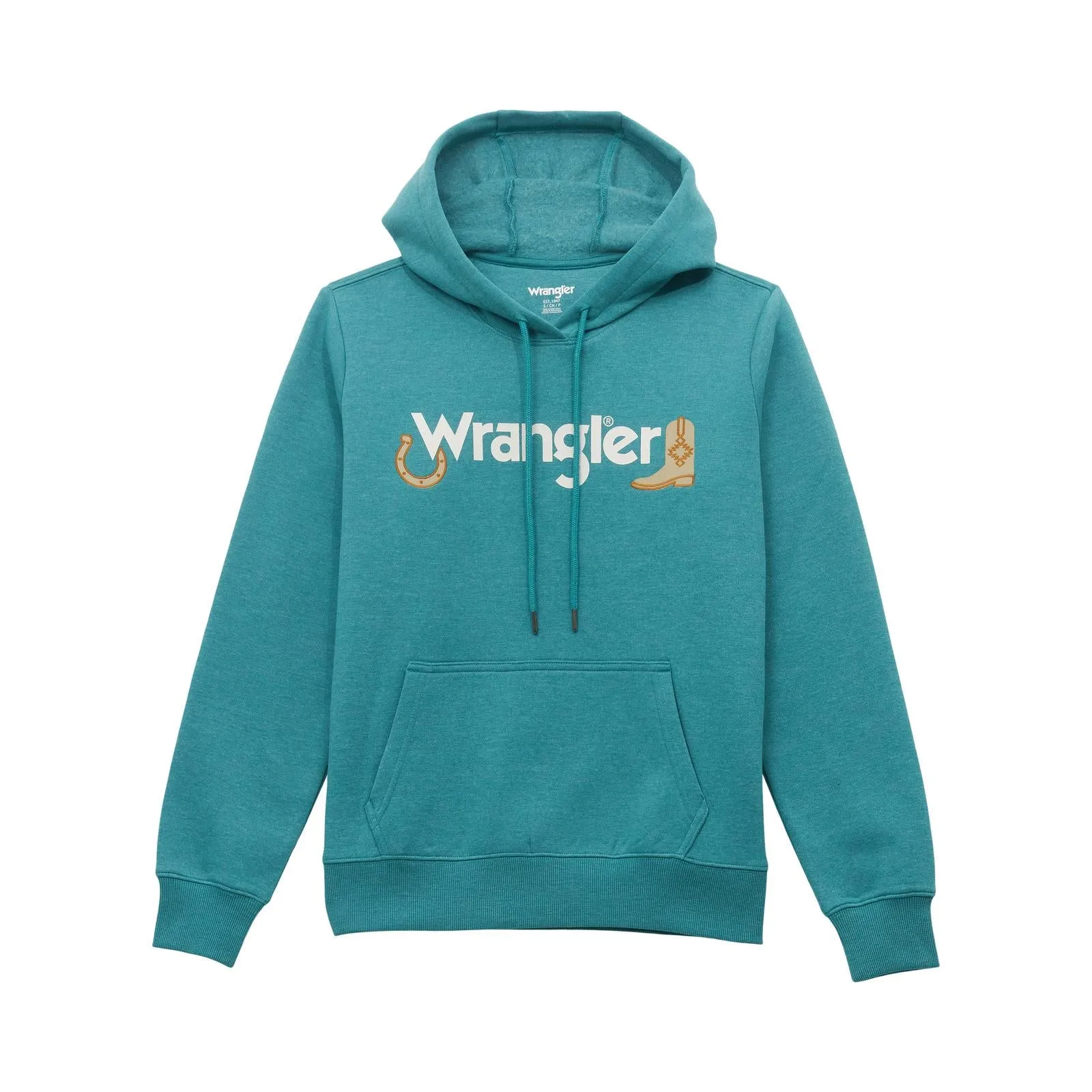 WRANGLER WOMENS GRAPHIC HOODIE - GREEN-BLUE SLATE sold by Bridle Path Tack Shop