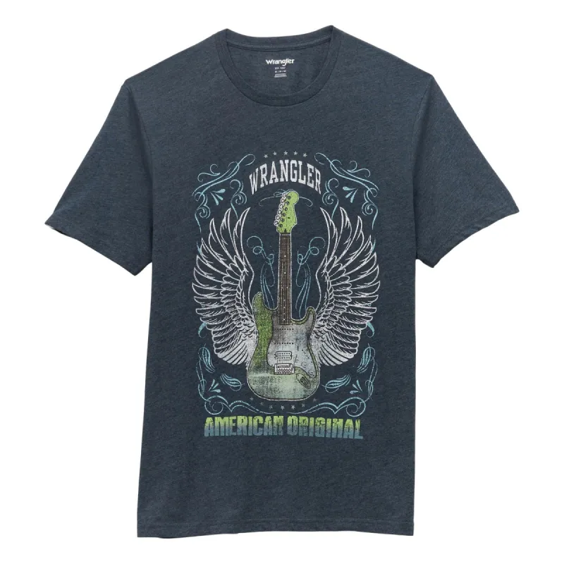 WRANGLER MENS TEE - DARK SAPPHIRE HEATHER sold by Bridle Path Tack Shop