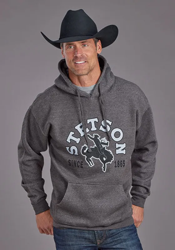 STETSON MENS BRONC RIDER HOODIE - GREY sold by Bridle Path Tack Shop