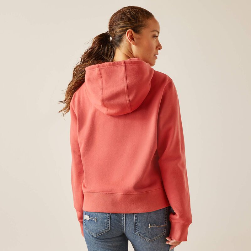 ARIAT WOMENS REBAR LIGHTWEIGHT CROPPED HOODIE - MINERAL RED sold by Bridle Path Tack Shop product image thumbnail 2